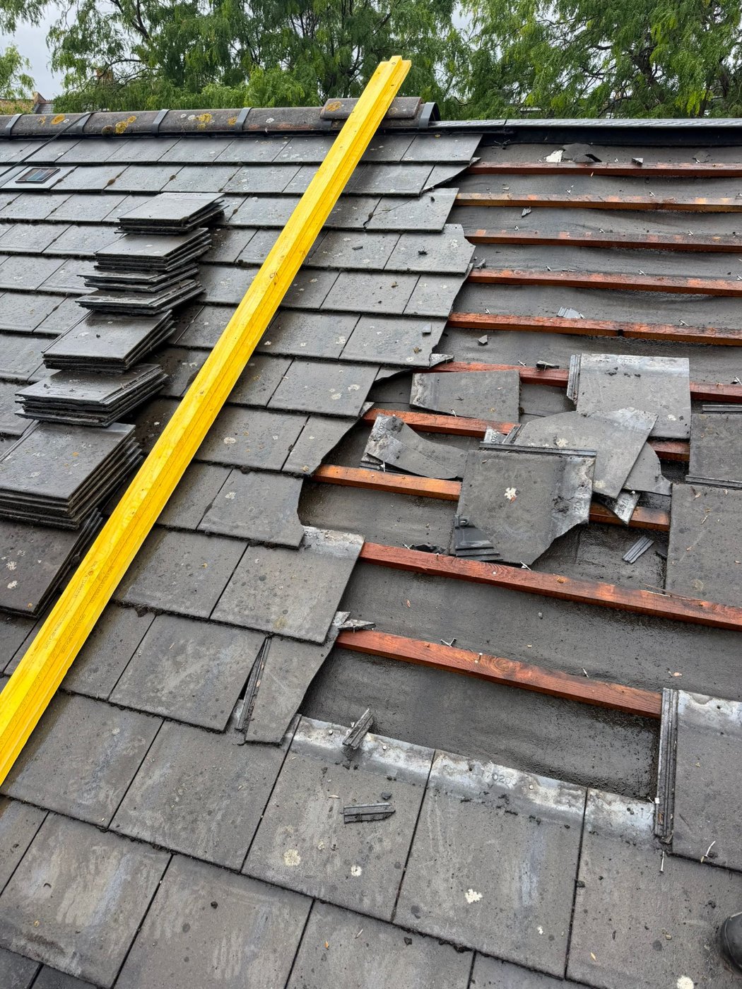 Existing roof covering opened up during the re-roof